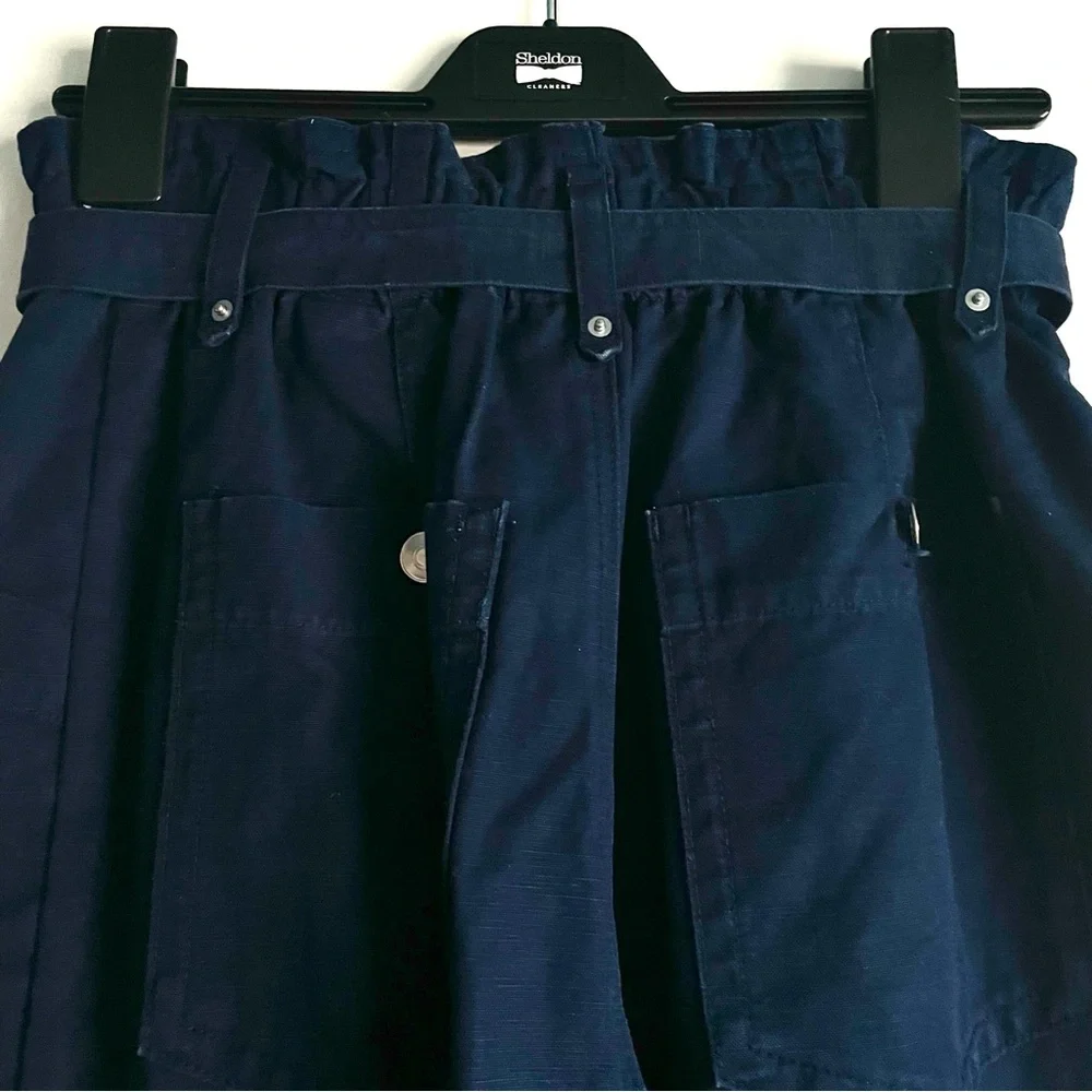 Banana Republic Hyper Navy Linen Blend Paperbag Pant Size 4 EUC